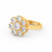 3Ct Round Cut Moissanite Women Cluster Engagement Ring 14K Yellow Gold Plated